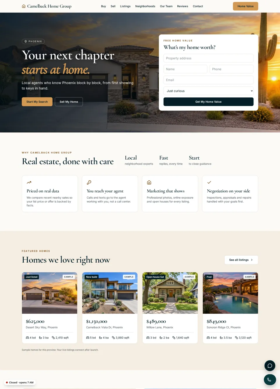 Real Estate Team sample website