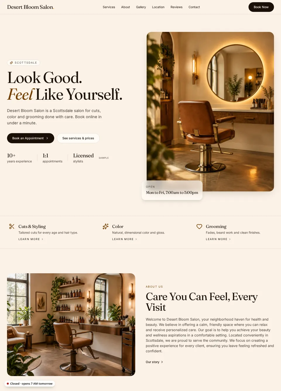 Salon Booking sample website