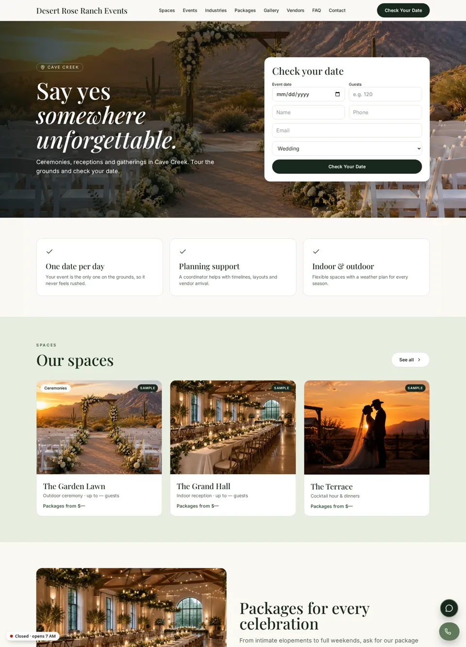 Event Venue sample website