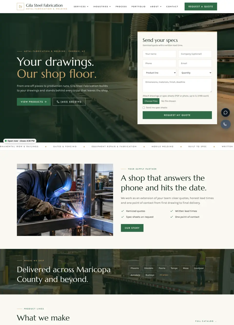Gila Steel Fabrication sample website