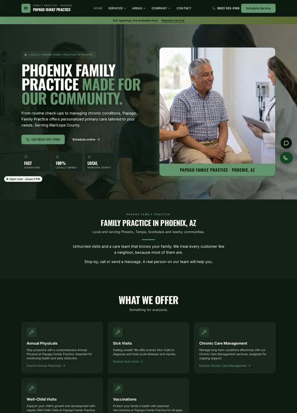 Papago Family Practice website