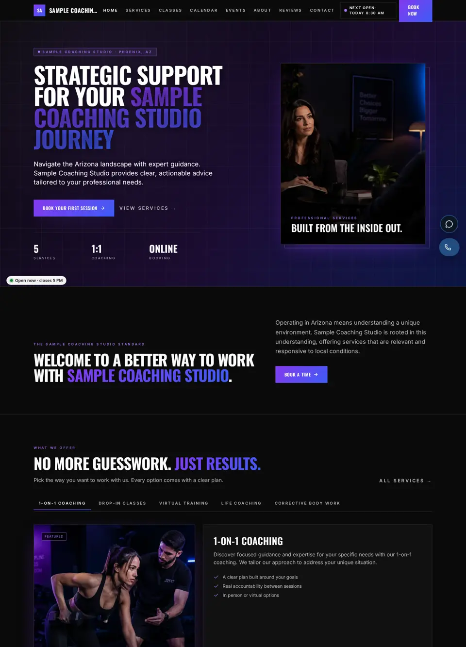 Sample Coaching Studio website