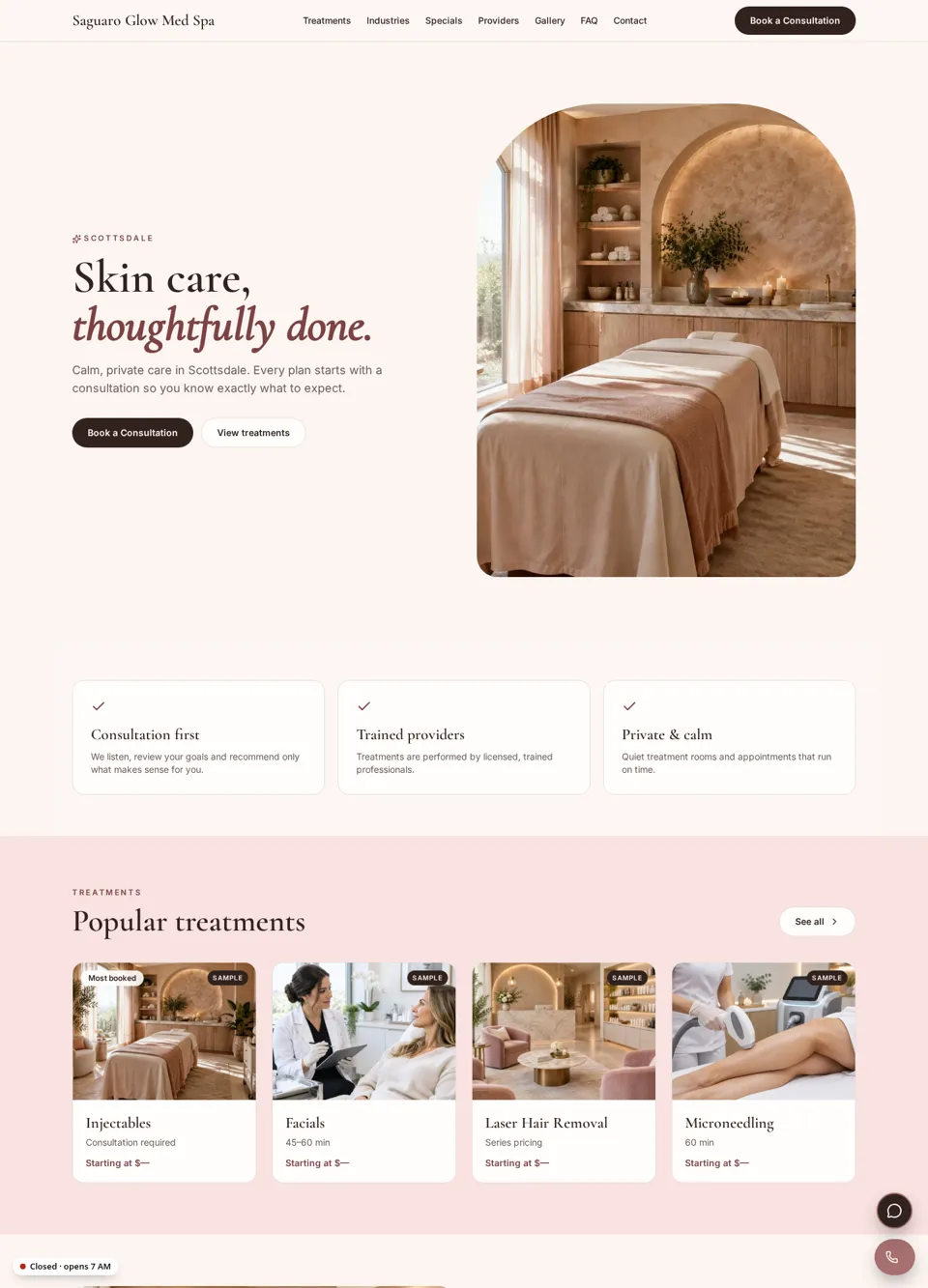 Med Spa sample website
