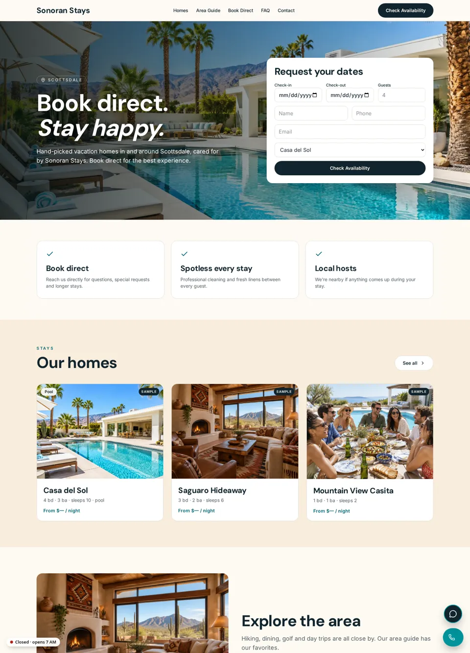 Vacation Rental sample website