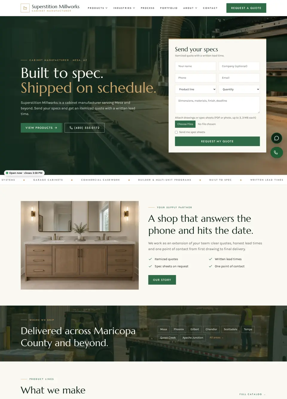 Manufacturer sample website