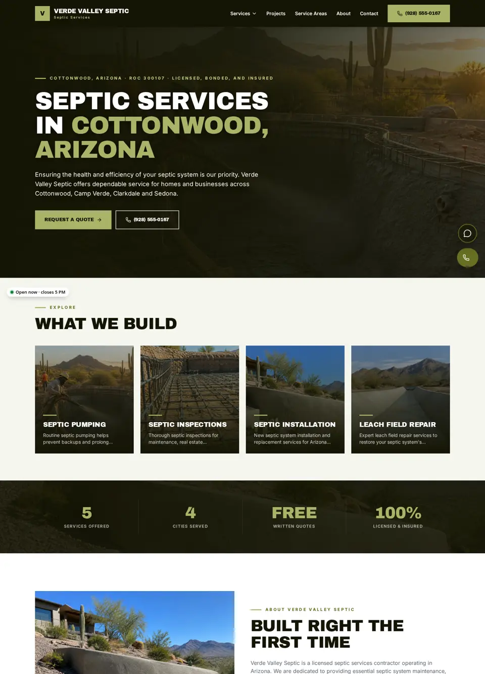 Verde Valley Septic website