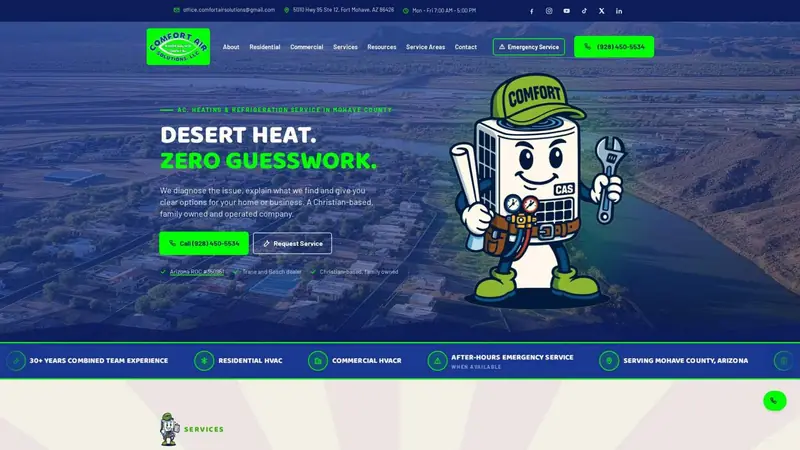 Comfort Air Solutions website