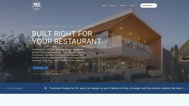MCI Builders AZ website